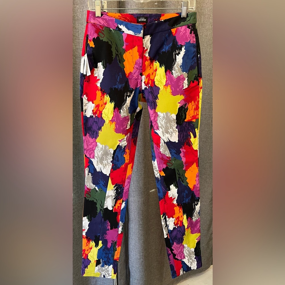 kate spade Multicolor Abstract Print Pants - Bright Pink, Yellow, Blue, Black